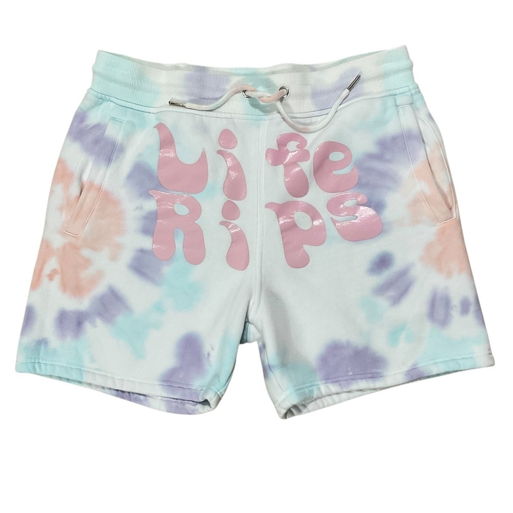 Chris D’Elia Life Rips Tie-Dye Sweat Shorts Size Medium Pastel Pullover Shorts